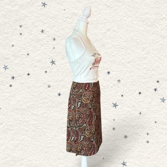 La Belle vintage boho paisley knee length skirt M - Picture 3 of 8